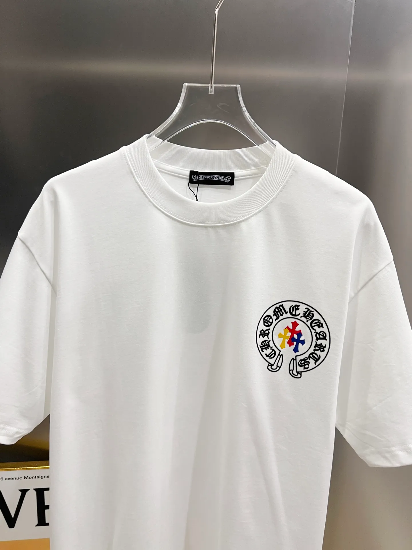 🅿️190 CH Crow 2025 Autumn and Winter New Short-sleeved T-shirt Horseshoe Sanskrit word craft Cross foam craft design The real thing is great🔥Same style for men and women, loose version Size S M L XL XXL Five sizes black white